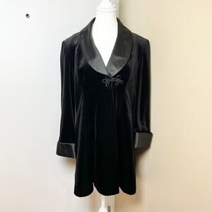 Vintage Frank Usher Velvet Coat  Goth Glam + Chinoiserie Satin  UK Designer US 8